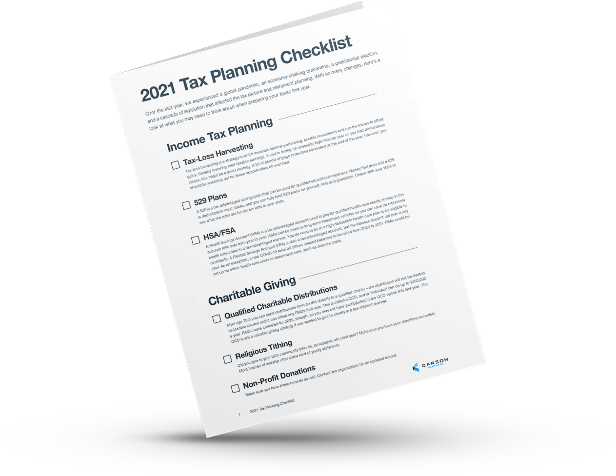 2021 Tax Planning Checklist